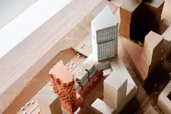 Design model residential and office towers, development with inner courtyard