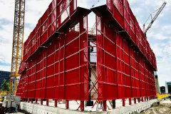 Construction image wood/reinforced concrete: residential and office towers ‘De Puls’ Amsterdam