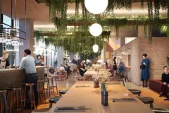 Revitalised base floor of the ‘De Puls’ building complex, catering area