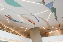 Acoustic ceiling system, sound reverberation control